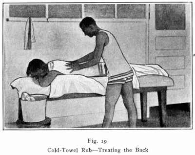 Cold Towel Rub - treating the back